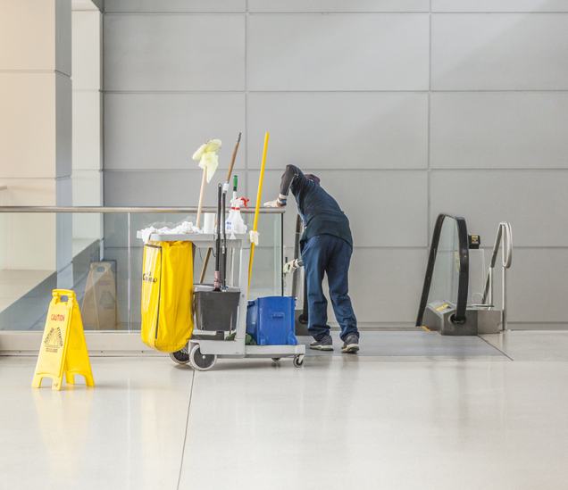 Professional commercial cleaning in modern retail space